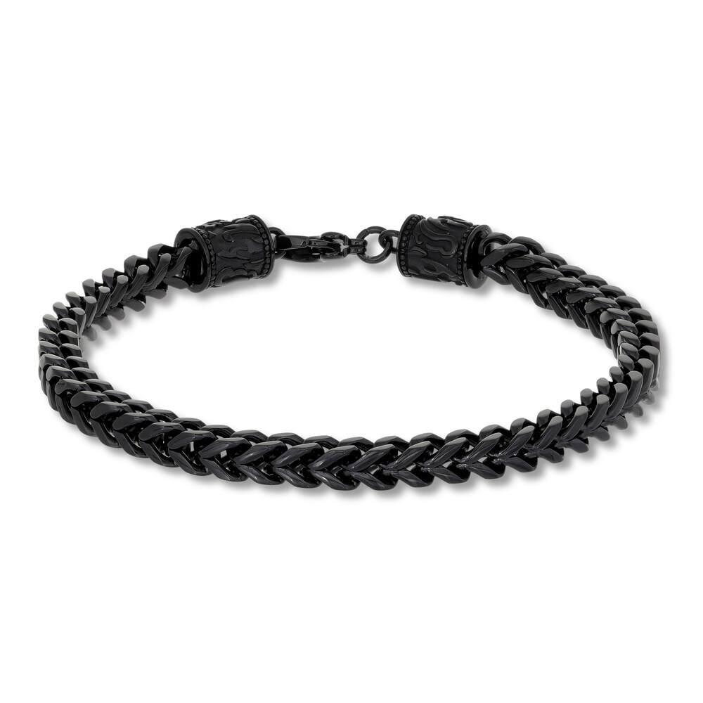 Men\'s Foxtail Chain Bracelet Black Ion-Plated Stainless Steel 8.5\" HLAFVHOd