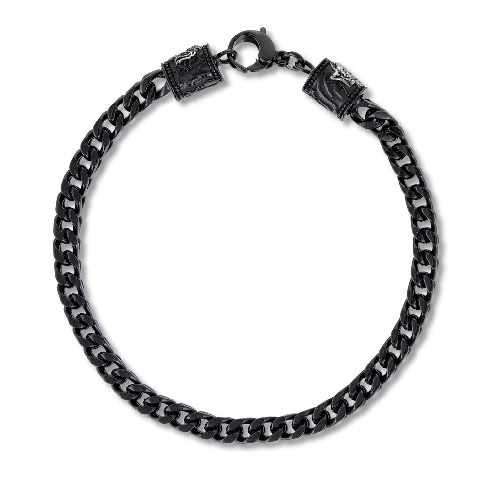 Men\'s Foxtail Chain Bracelet Black Ion-Plated Stainless Steel 8.5\" HLAFVHOd