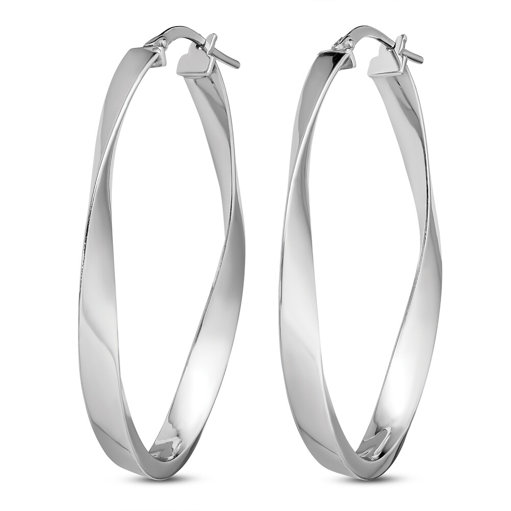 Polished Oval Hoop Earrings Sterling Silver HNBELlS0