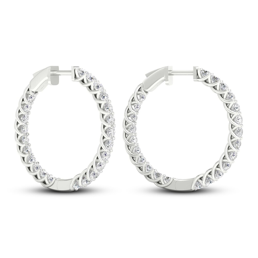 Lab-Created Diamond Hoop Earrings 3 ct tw Round 14K White Gold HOZ5Uv6E