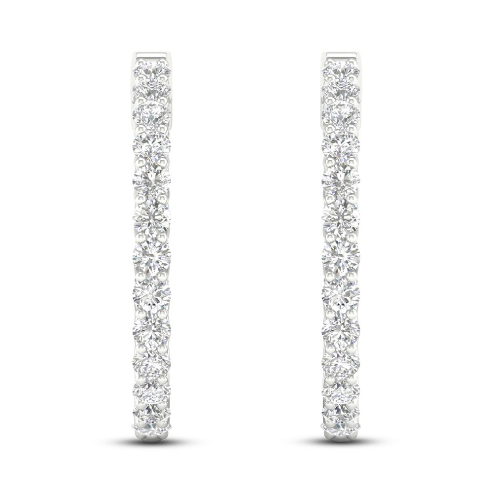 Lab-Created Diamond Hoop Earrings 3 ct tw Round 14K White Gold HOZ5Uv6E