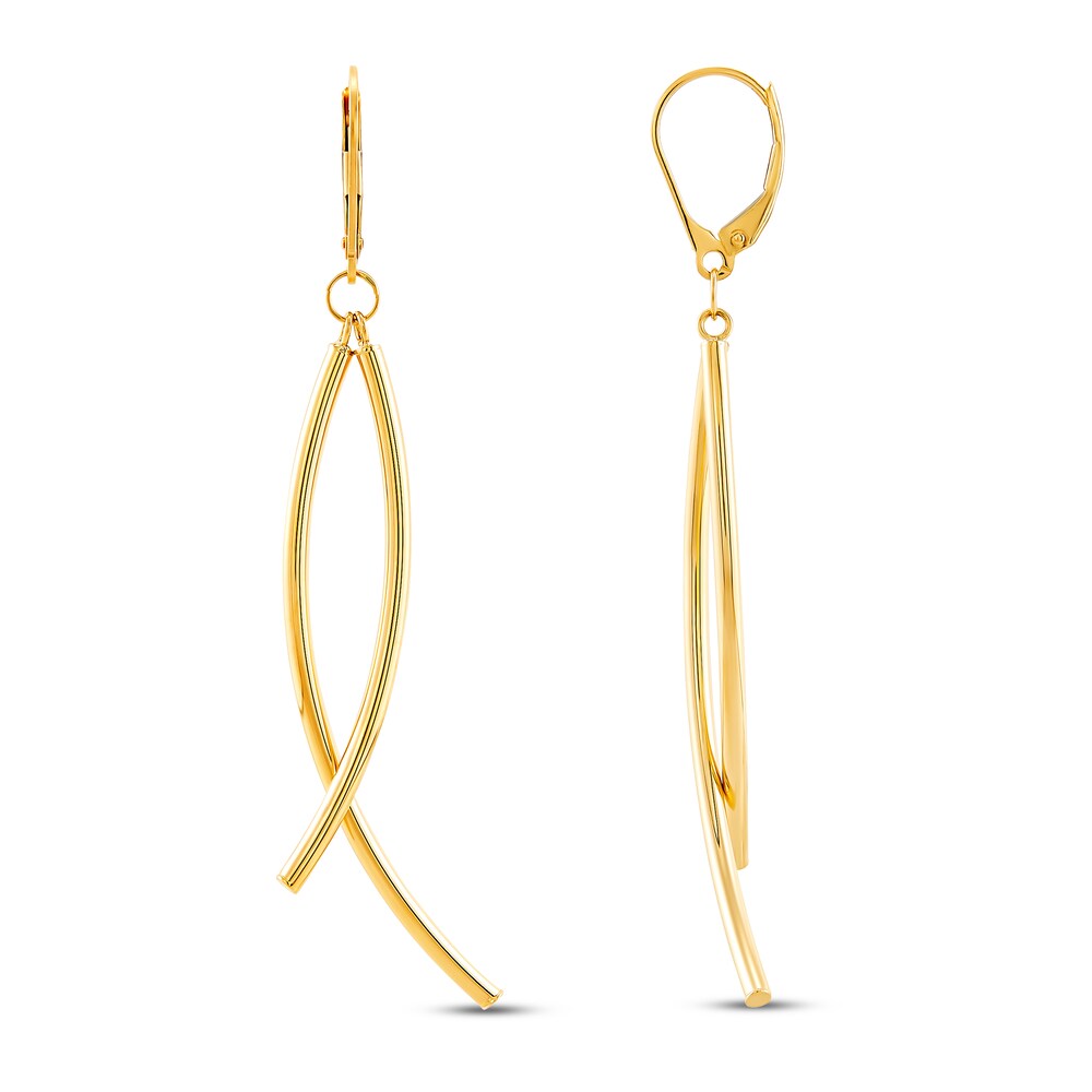 Italia D\'Oro Curved Dangle Earrings 14K Yellow Gold HPFUgaqe