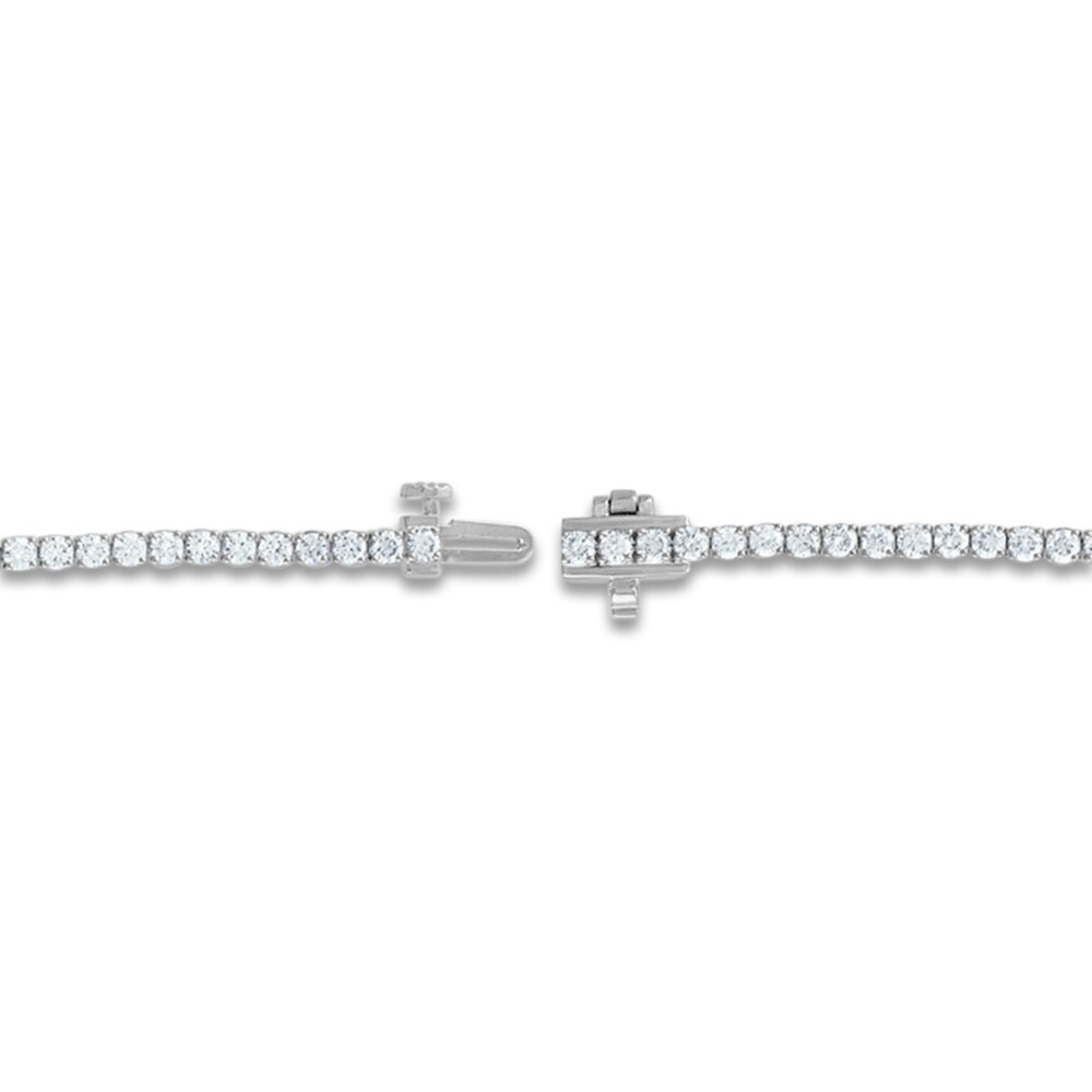 Lab-Created Diamond Tennis Bracelet 4 ct tw Emerald/Round 14K White Gold 7\" HSEyY6ld