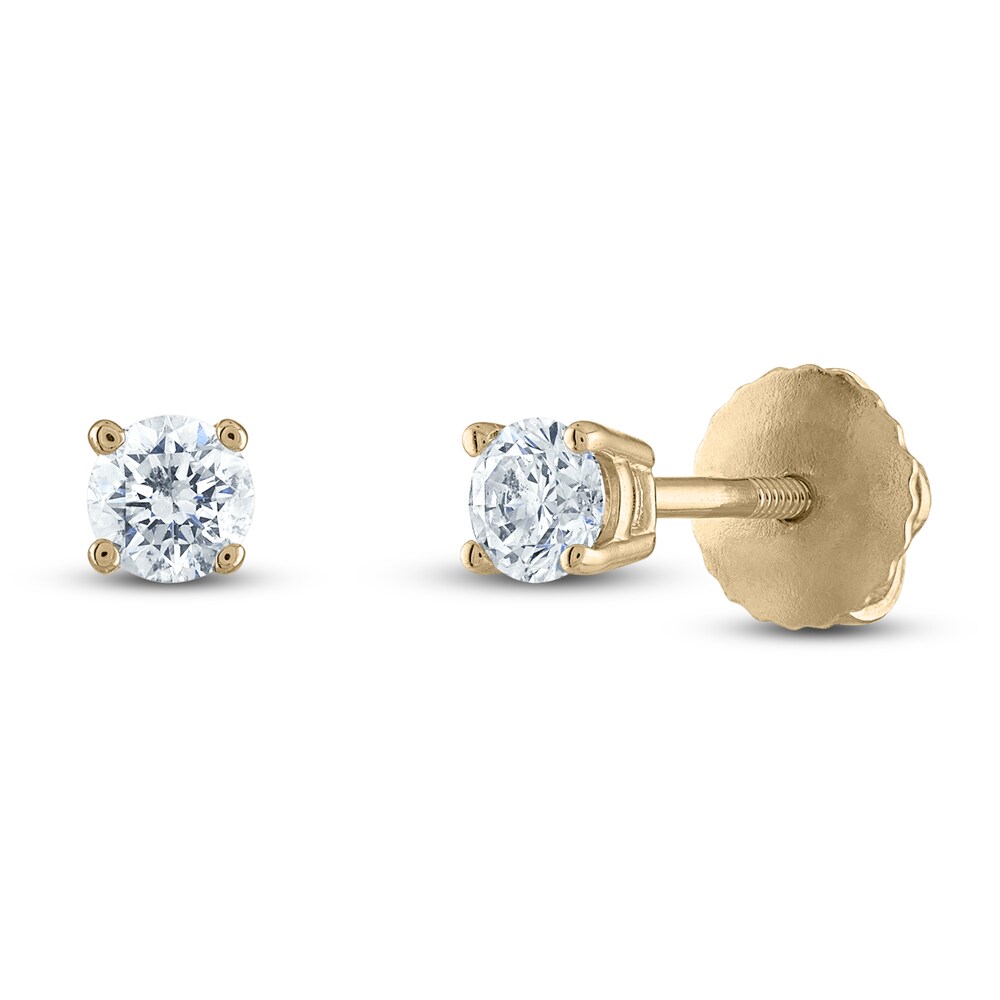 Certified Diamond Solitaire Stud Earrings 1/10 ct tw Round 14K Yellow Gold (I1/I) HXhirg1d