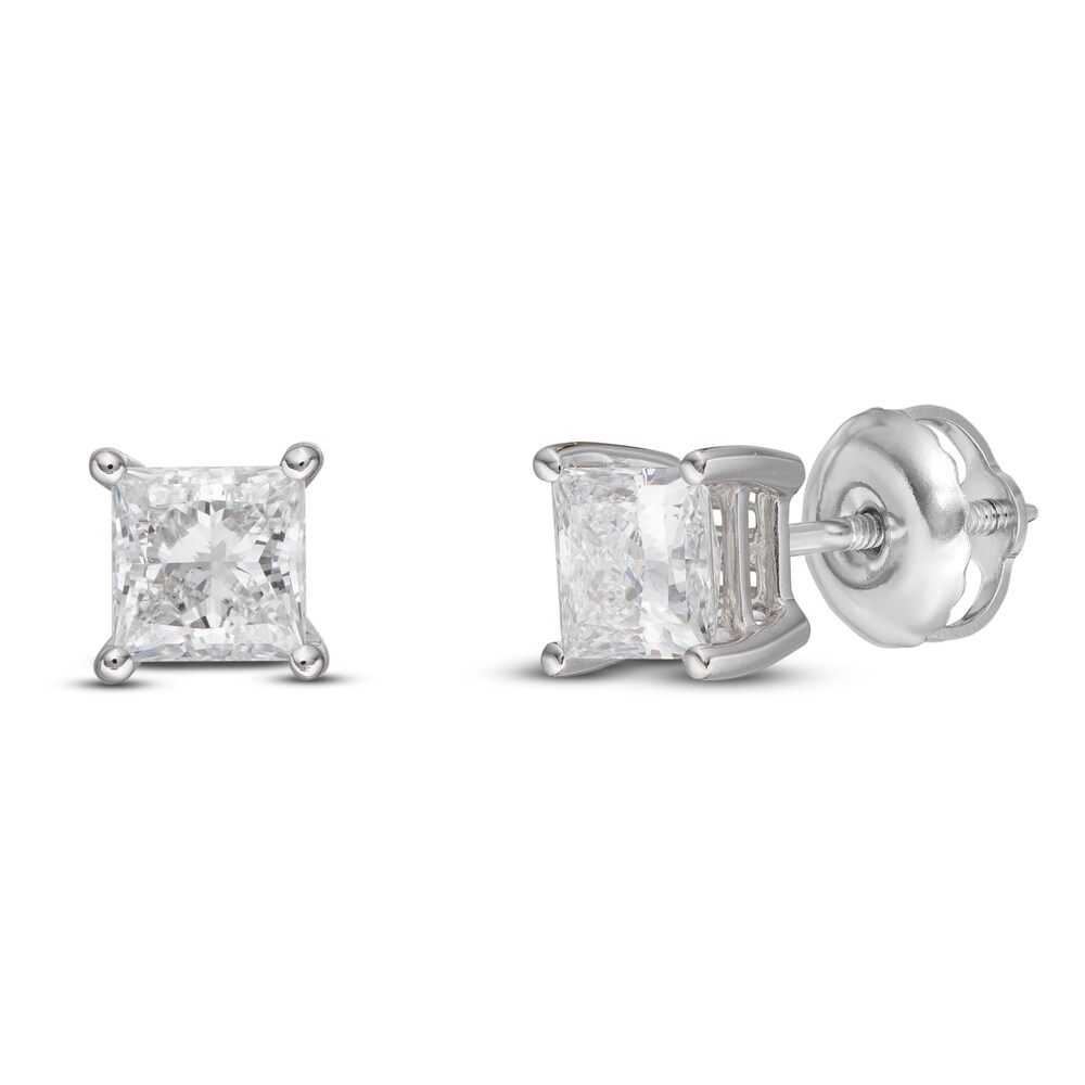 Lab-Created Diamond Earrings 1 ct tw Princess 14K White Gold (SI2/F) Hdgvdtb3 [Hdgvdtb3]