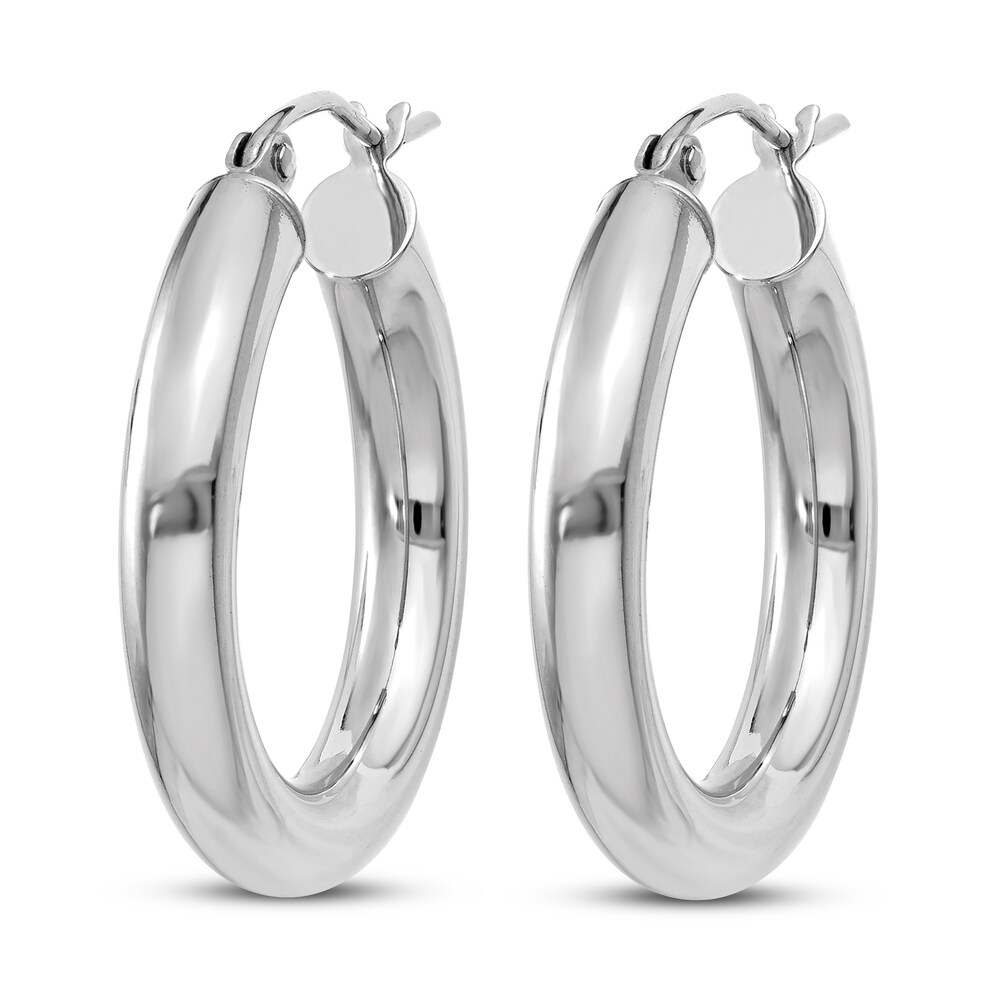 Lightweight Tube Hoop Earrings 14K White Gold HfLfKywC