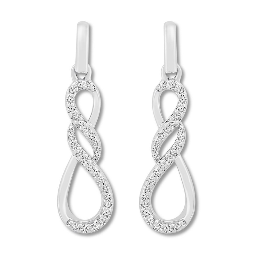 Diamond Infinity Earrings 1/6 ct tw Round 10K White Gold HjYI9SCO