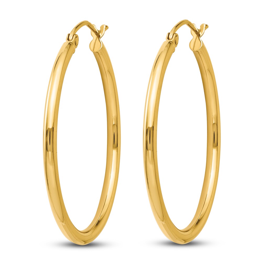 Polished Hoop Earrings 14K Yellow Gold HtGsAwCQ