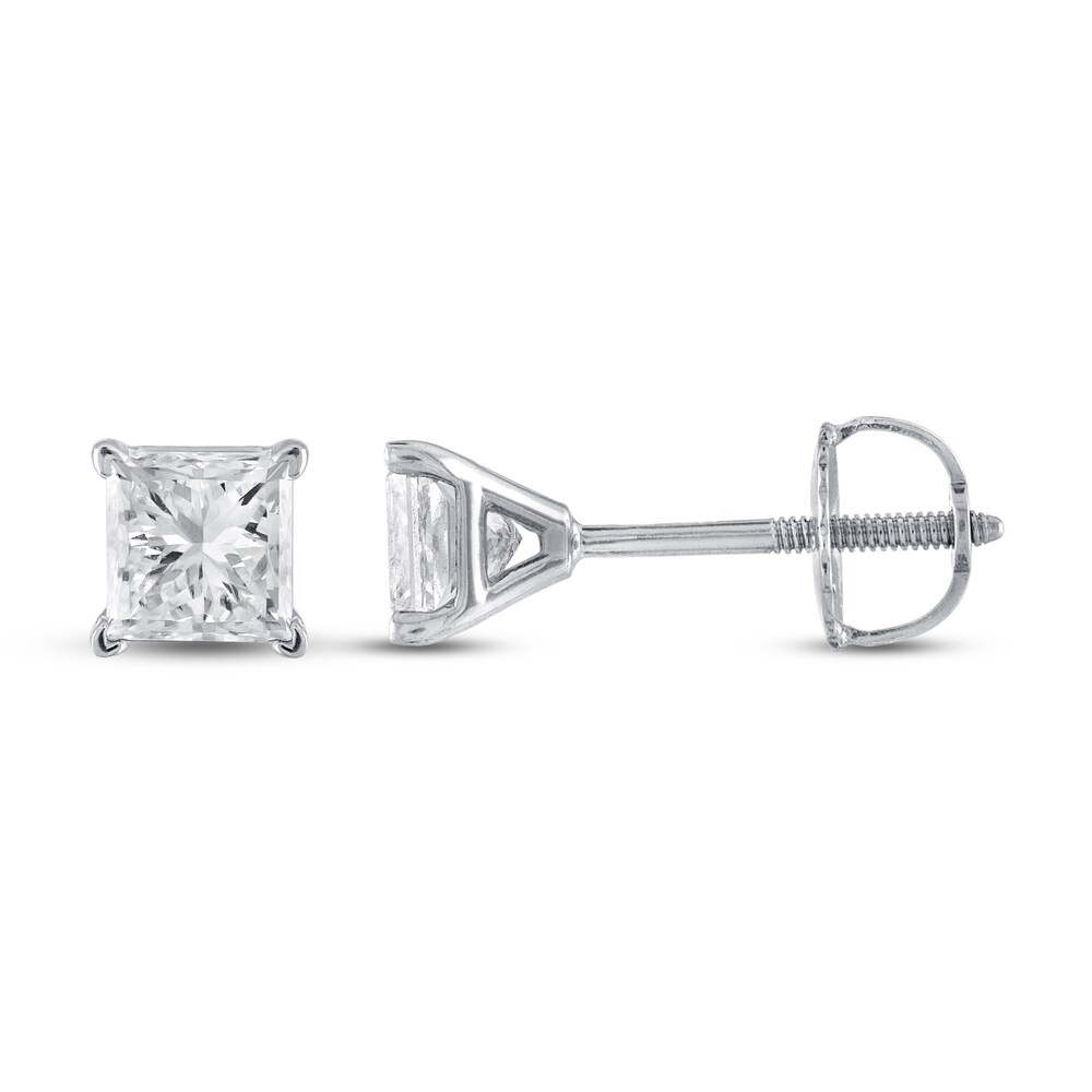 Certified Diamond Solitaire Earrings 1 ct tw Princess 18K White Gold (SI2/I) HveOhUF3 [HveOhUF3]
