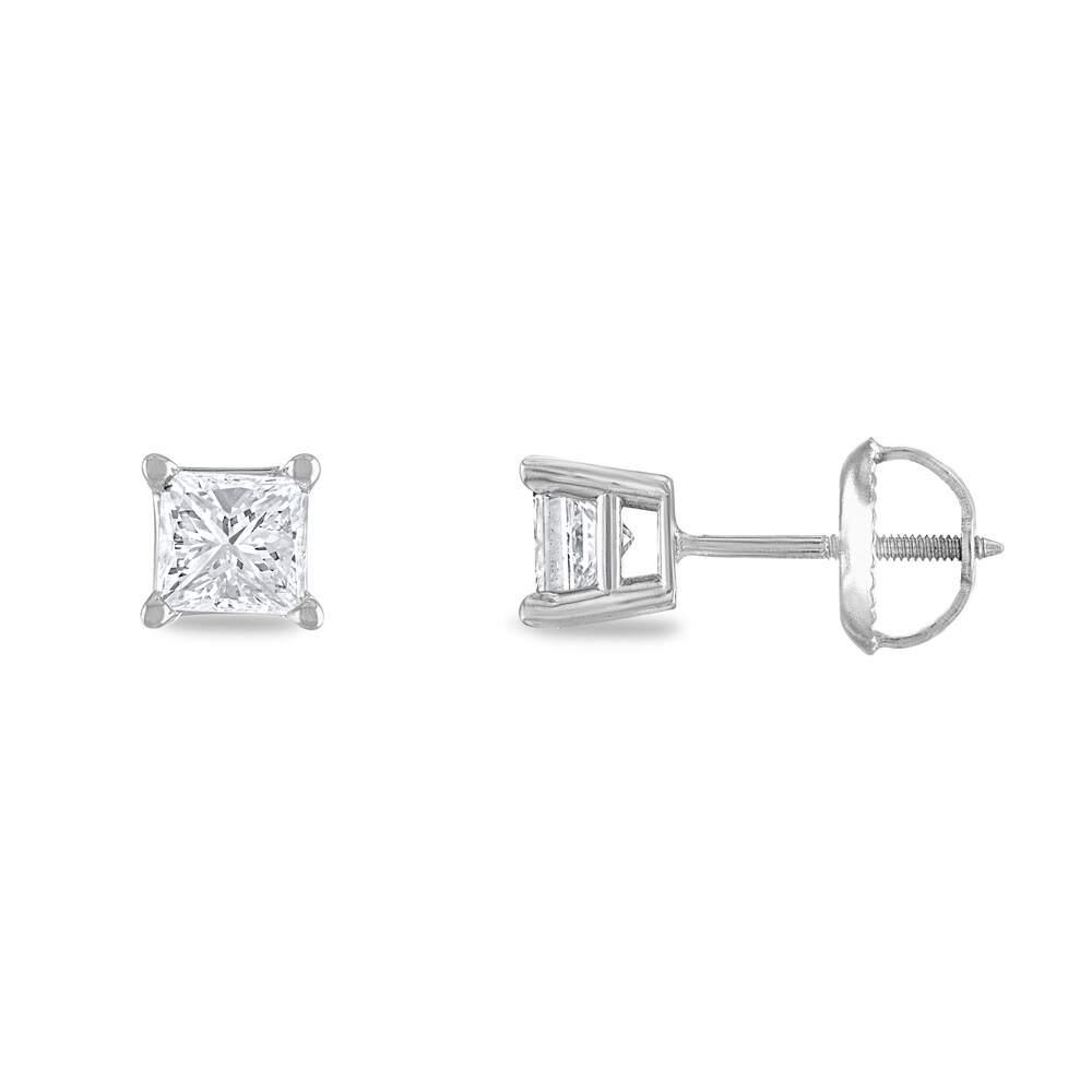 Certified Diamond Solitaire Earrings 3/4 ct tw Princess 14K White Gold (I1/I) HyHSAzhm