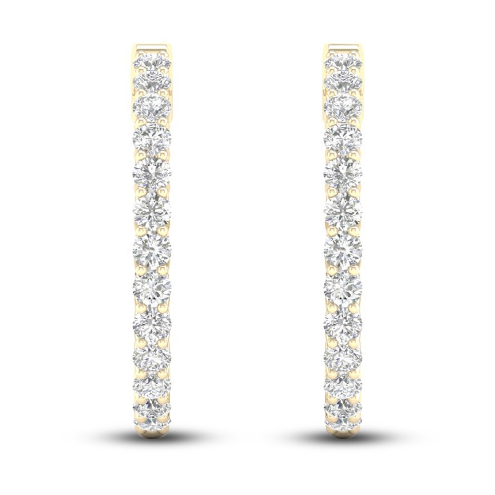 Lab-Created Diamond Hoop Earrings 3 ct tw Round 14K Yellow Gold IO9je3Qg