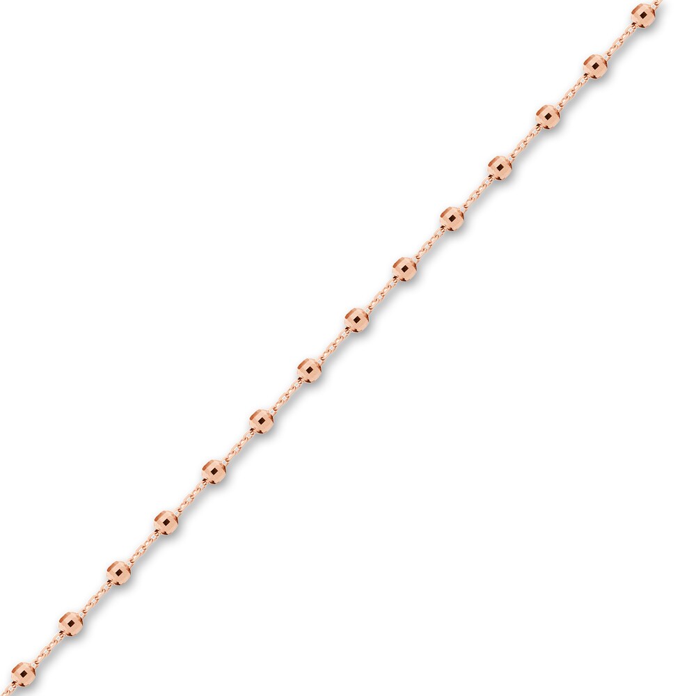 Diamond-Cut Beaded Station Bracelet 14K Rose Gold 7.5\" Adj. IPoN1qNz