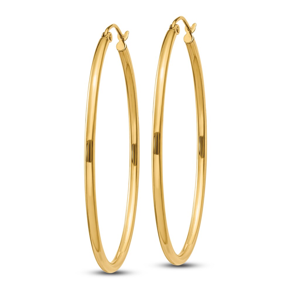 Polished Oval Hoop Earrings 14K Yellow Gold Ib1NAZwc