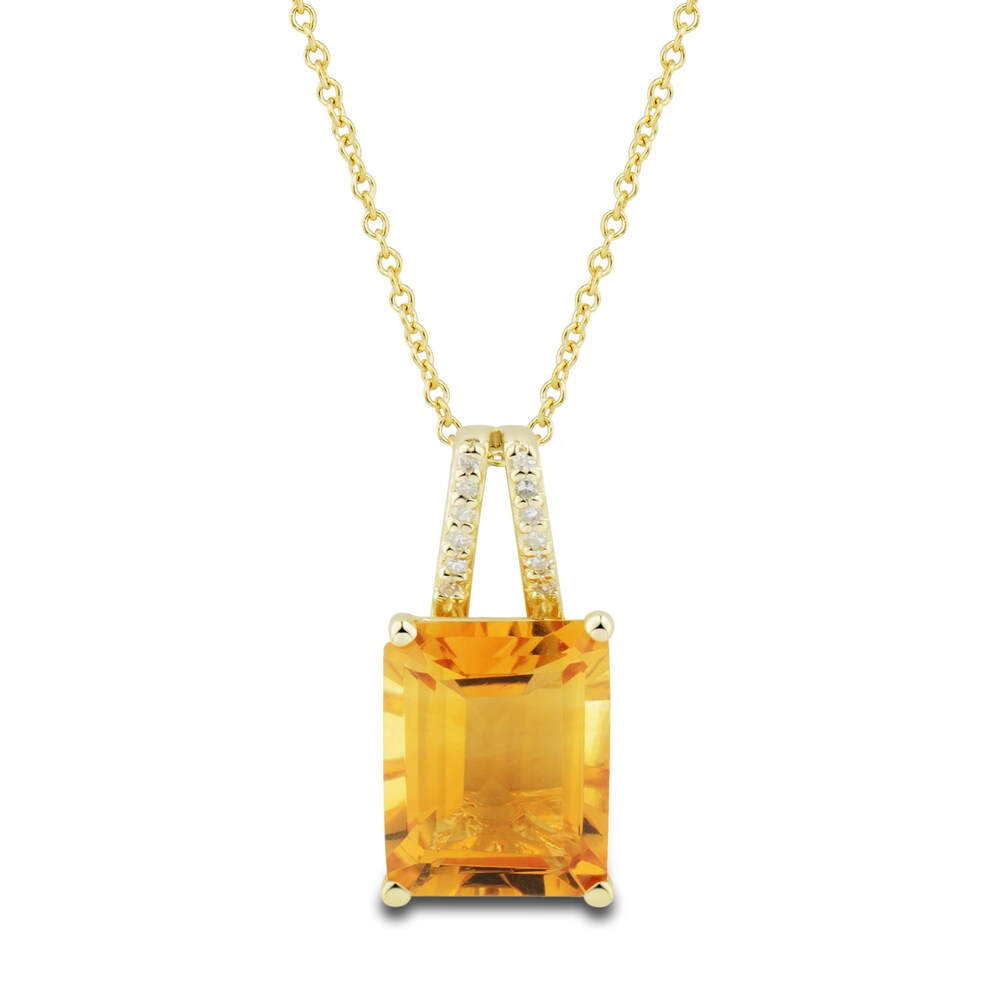 Natural Citrine Ring, Earring & Necklace Set 1/5 ct tw Emerald 10K Yellow Gold Ie2kdPXR