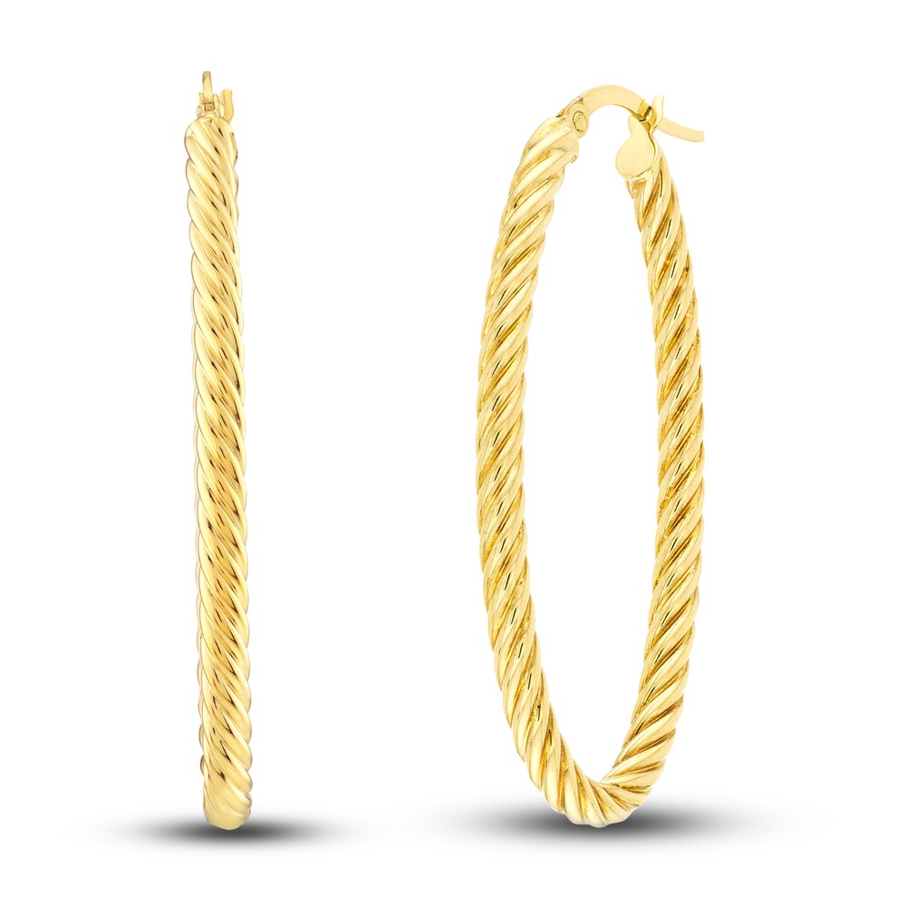 Twisted Oval Hoop Earrings 14K Yellow Gold 22mm IkdLjDPX [IkdLjDPX]
