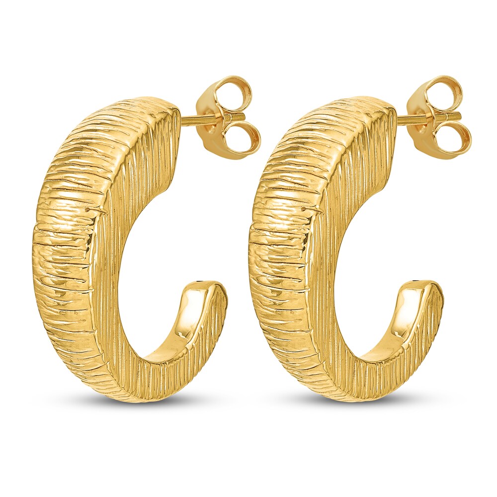 Textured J-hoop Earrings 14K Yellow Gold InKeXPXW
