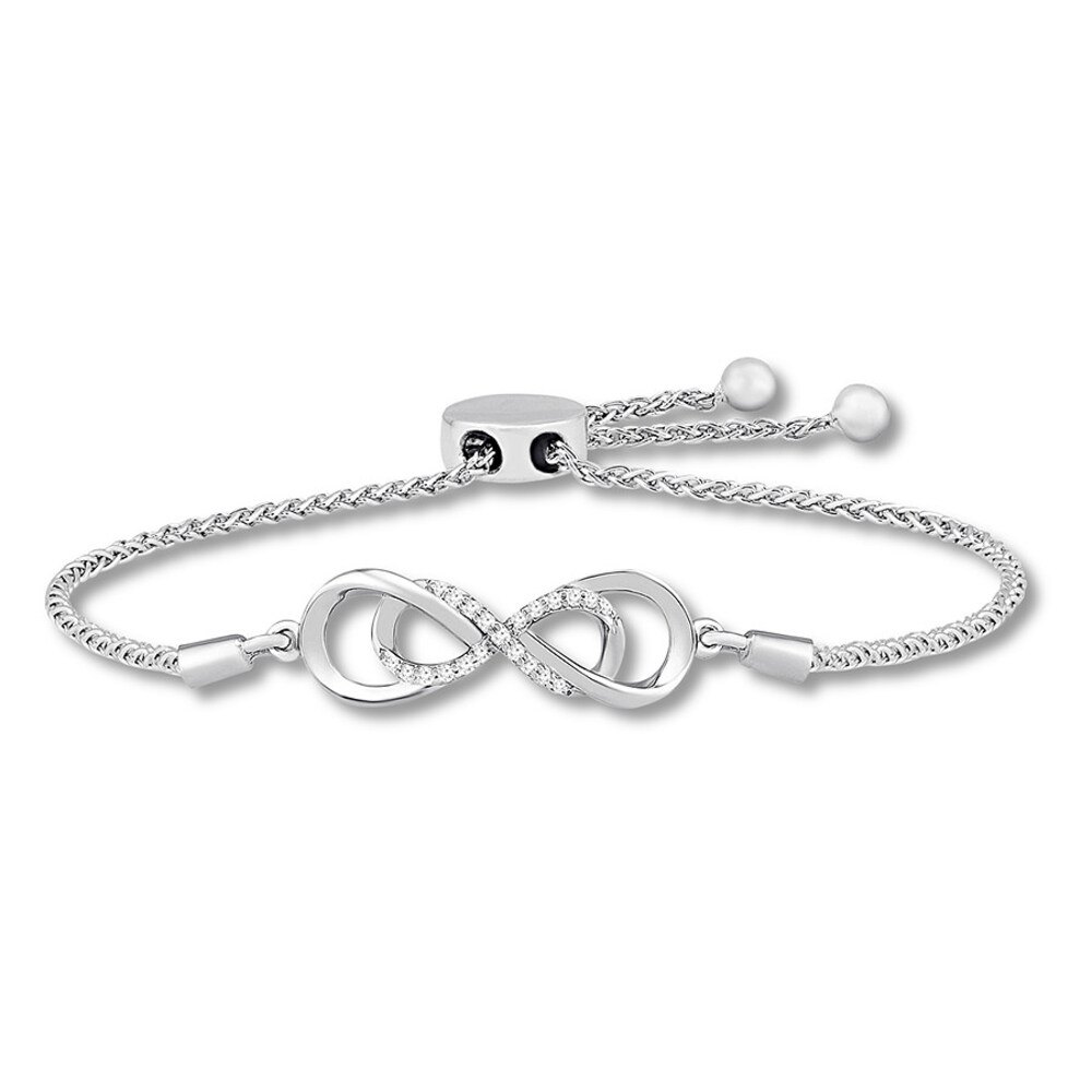 Diamond Infinity Bolo Bracelet 1/10 ct tw Round Sterling Silver Irryonjn