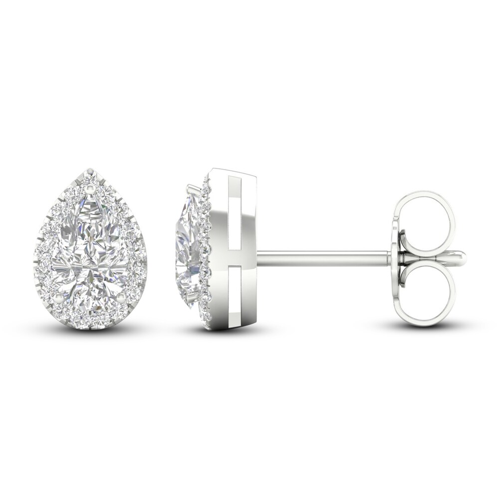 Diamond Stud Earrings 1/2 ct tw Round/Pear-shaped 14K White Gold IvYsWBnh