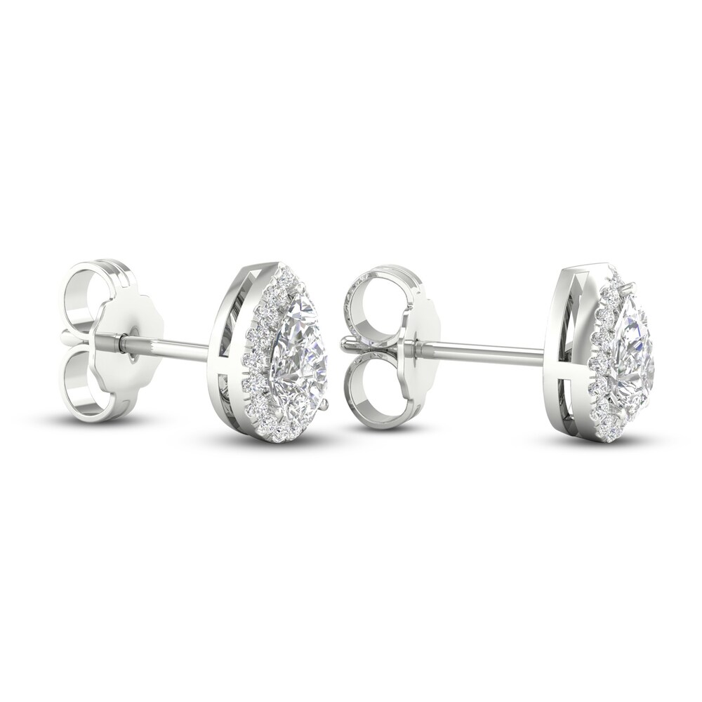 Diamond Stud Earrings 1/2 ct tw Round/Pear-shaped 14K White Gold IvYsWBnh