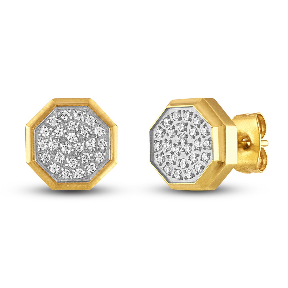 Men\'s Diamond Earrings 1/4 ct tw Round Yellow Ion-Plated Stainless Steel J7q7CfqK