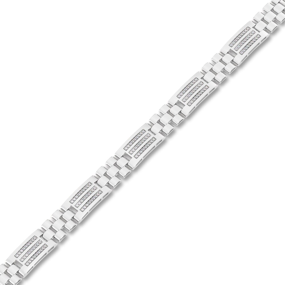 Men\'s Diamond Bracelet 1 ct tw Round 14K White Gold 8.5\" JJqy8Xlz