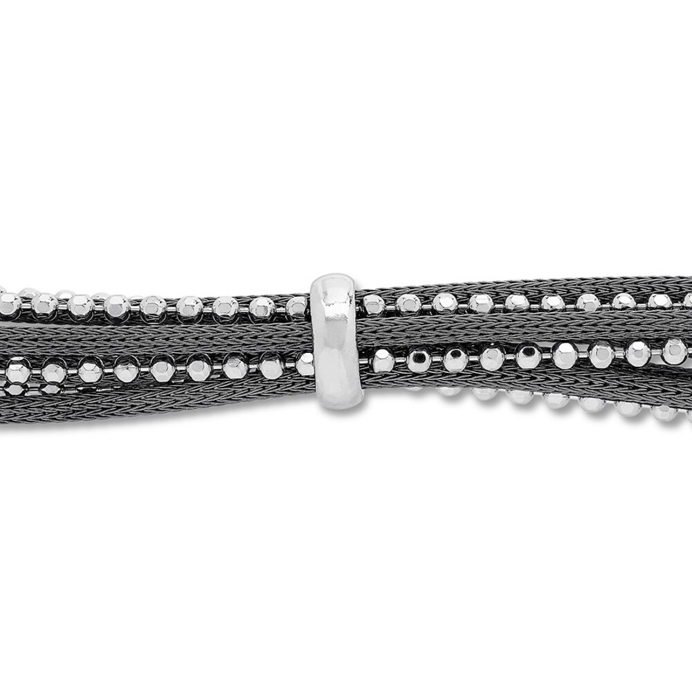 Mesh Bracelet Black Ruthenium-Plated Sterling Silver 7.5\" JNnnF1lx