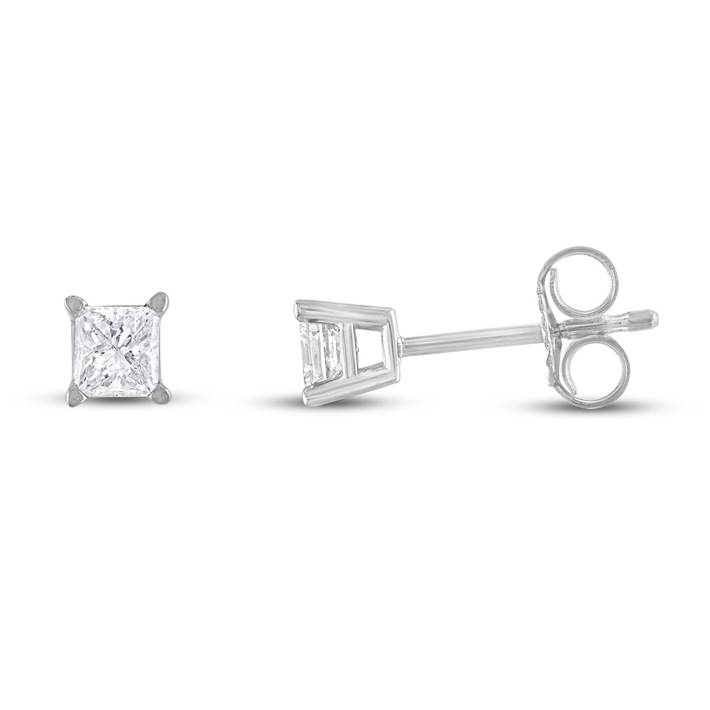 Diamond Solitaire Earrings 1/3 ct tw Princess-Cut 14K White Gold (I2/I) JTGgeHjK