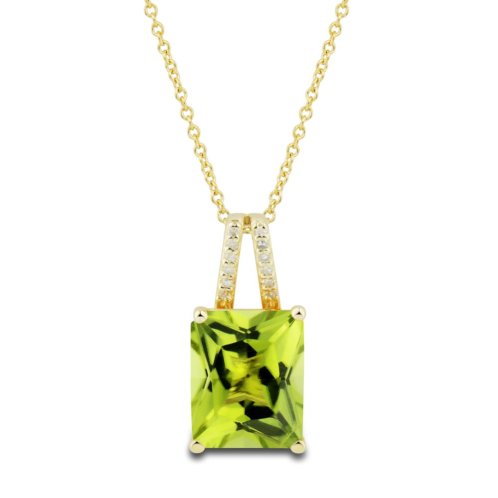 Natural Peridot Ring, Earring & Necklace Set 1/5 ct tw Diamonds 10K Yellow Gold JV8zVT6q