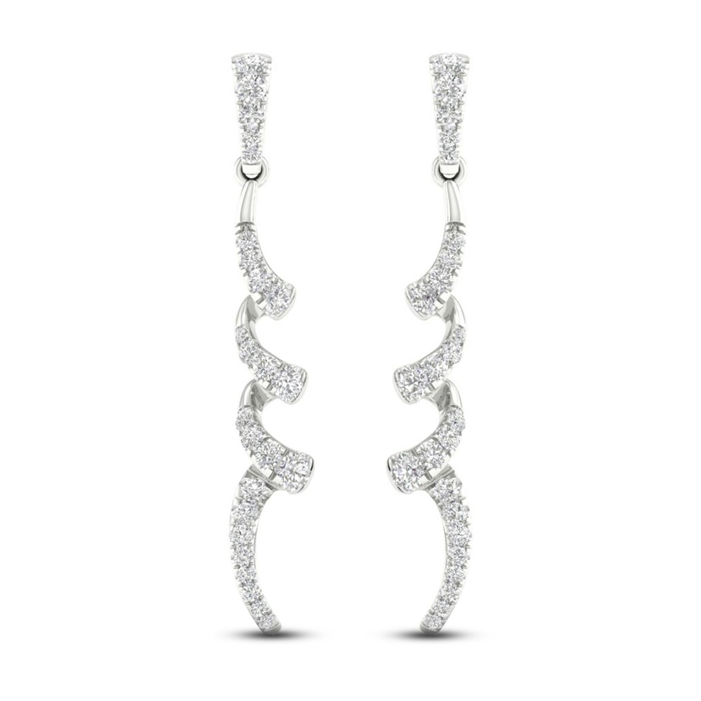 Diamond Dangle Earrings 1/2 ct tw Round 10K White Gold JtF2olwu