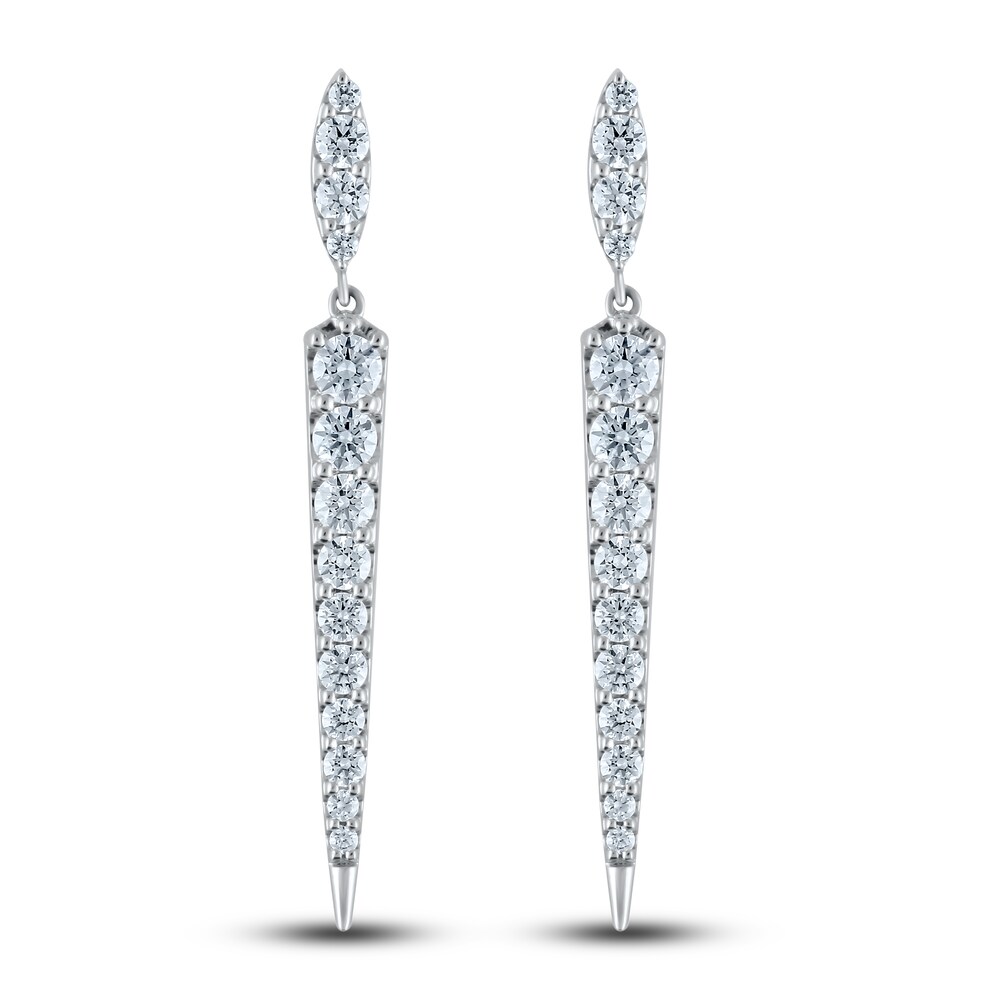 Diamond Dangle Earrings 1-1/2 ct tw Round 14K White Gold Ju2HvwHQ