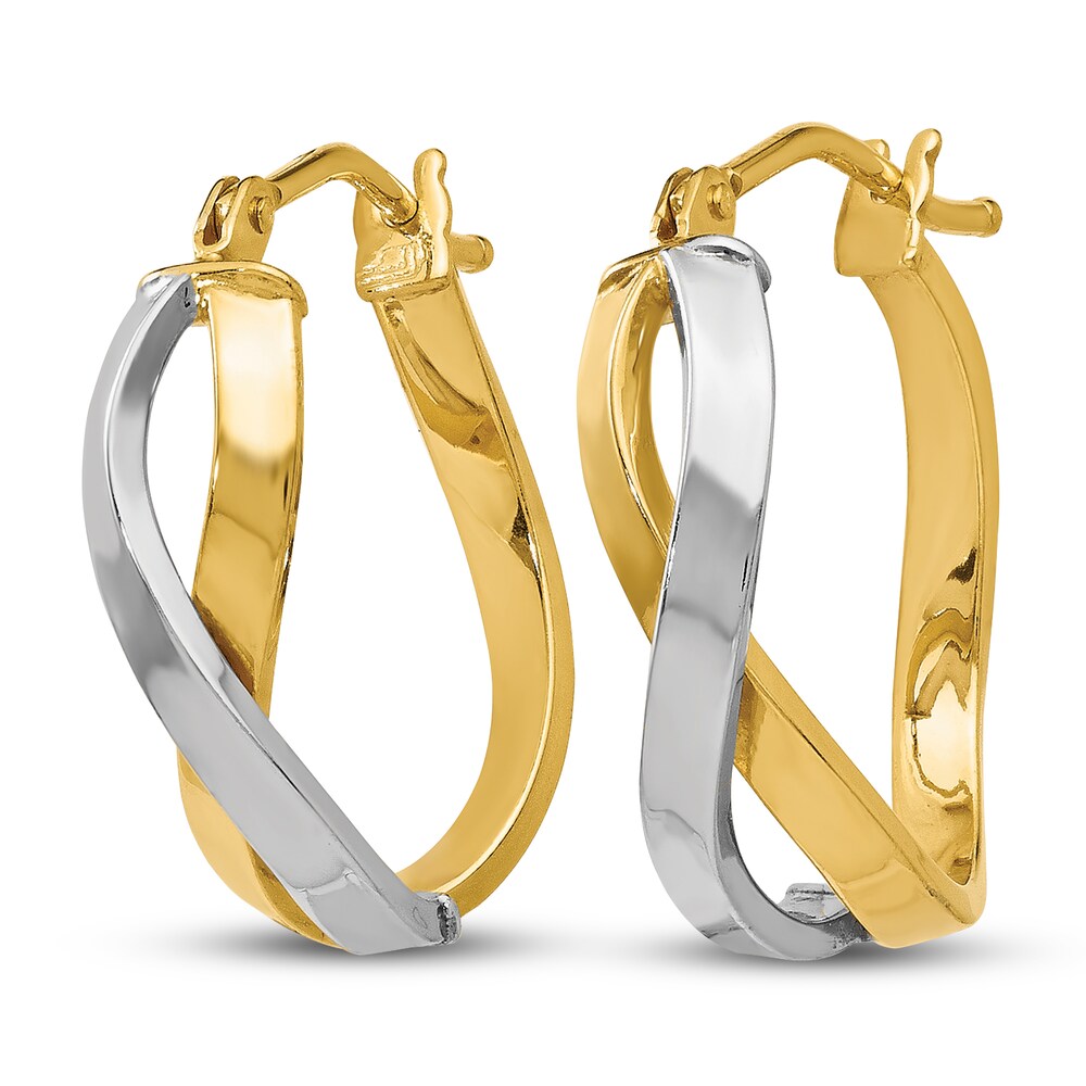 Polished Hoop Earrings 14K Two-Tone Gold K8DwArwQ