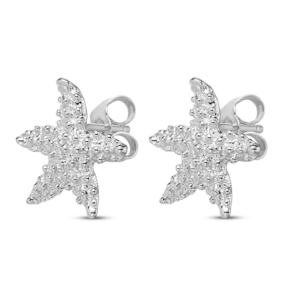 Textured Starfish Stud Earrings 14K White Gold KADOpTa7