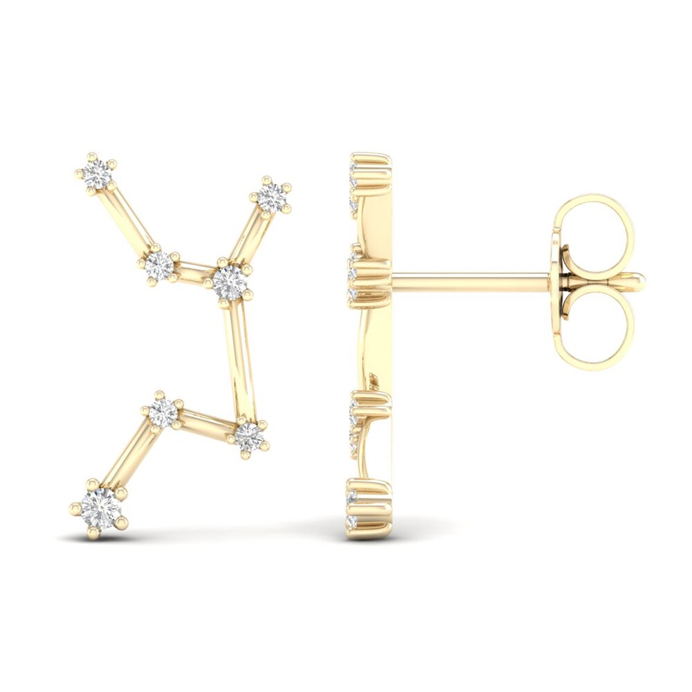 Diamond Virgo Constellation Earrings 1/8 ct tw Round 14K Yellow Gold KEjc6Puw