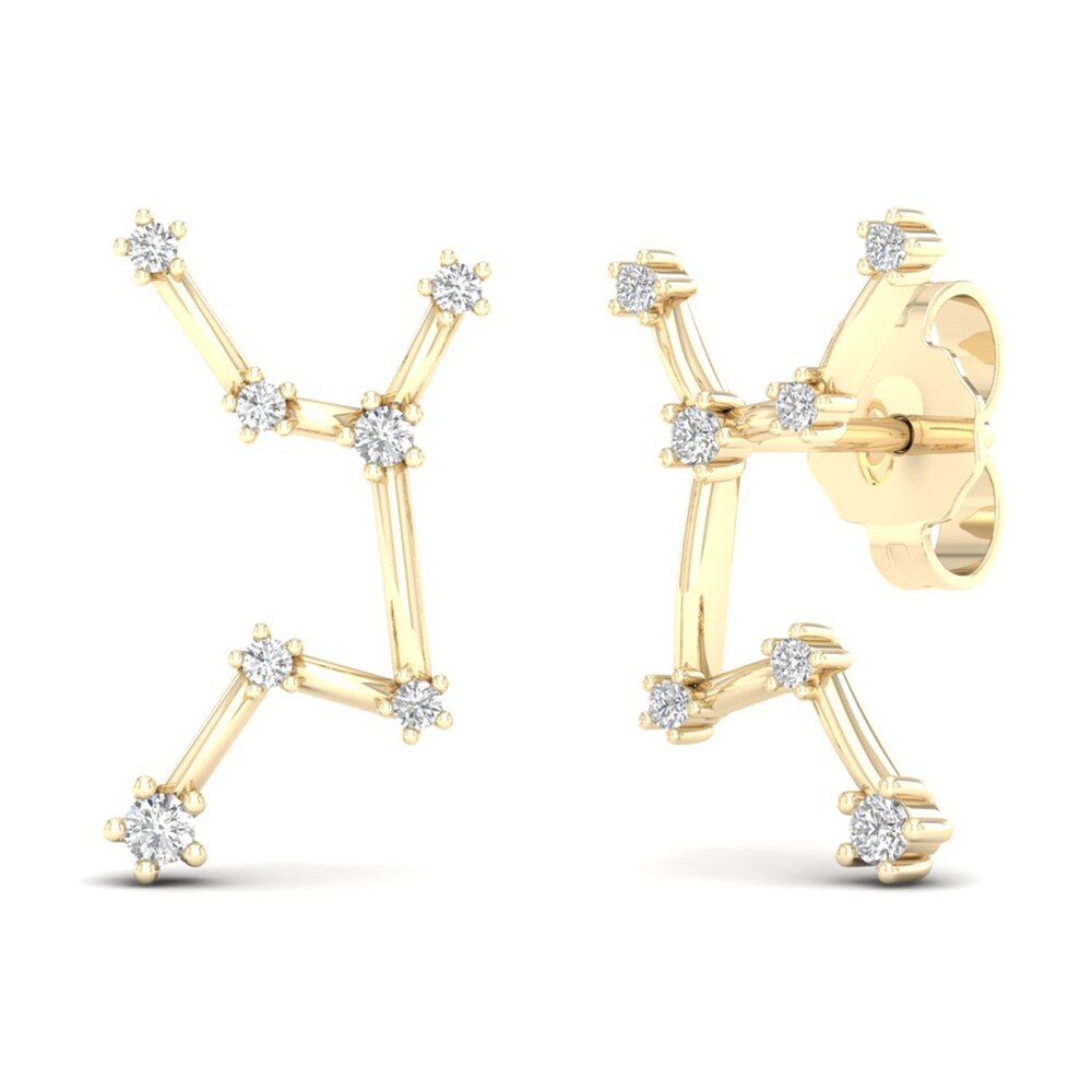 Diamond Virgo Constellation Earrings 1/8 ct tw Round 14K Yellow Gold KEjc6Puw