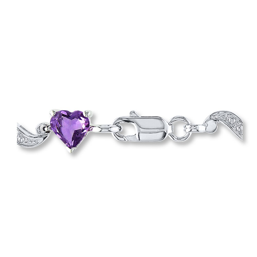 Amethyst Heart Bracelet Diamond Accents Sterling Silver KIh4K8AX