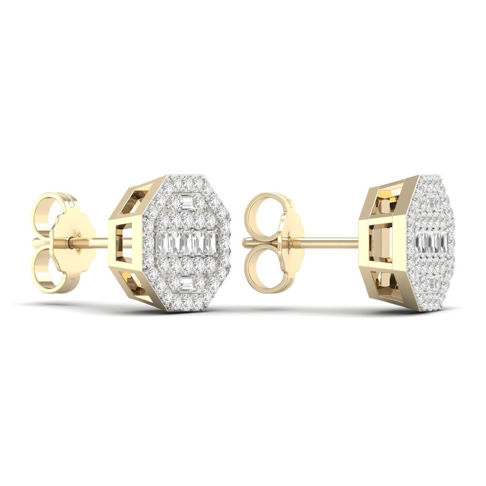 Men\'s Diamond Earrings 1/2 ct tw Round/Baguette 10K Yellow Gold KJPMCa4X