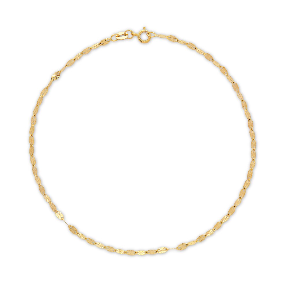 Oval Mirror Link Anklet 14K Yellow Gold KTIDxCrf