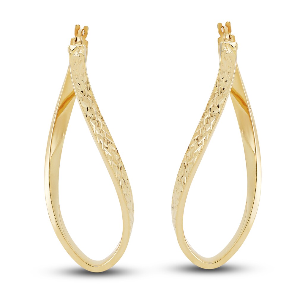 Dangle Hoop Earrings 10K Yellow Gold L5hZmf36