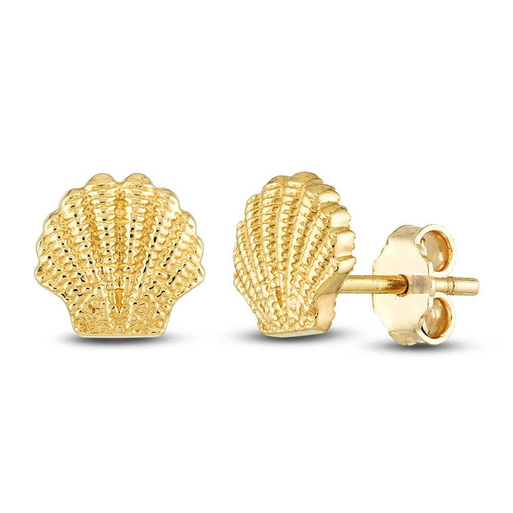 Mini Seashell Stud Earrings 14K Yellow Gold L7XvqEMP