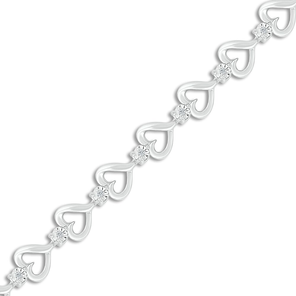 Diamond Heart Bracelet 1/10 ct tw Round Sterling Silver L9SpiBLs