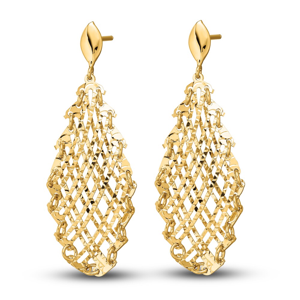 Diamond-Cut Dangle Earrings 14K Yellow Gold LDTESWsE