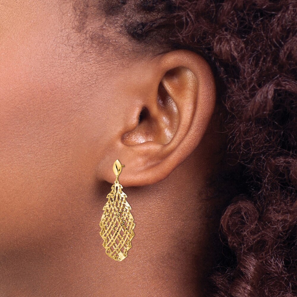 Diamond-Cut Dangle Earrings 14K Yellow Gold LDTESWsE