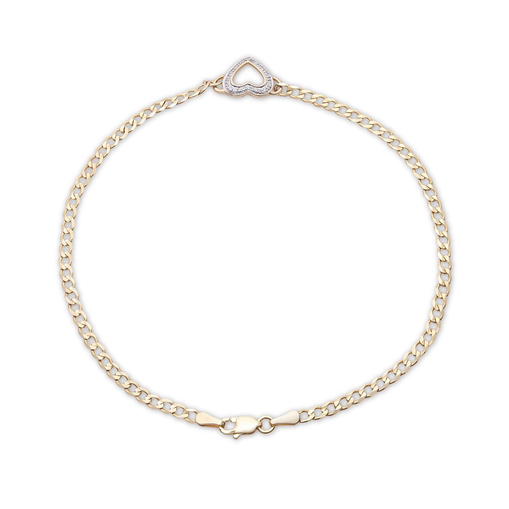 Heart Anklet 1/20 ct tw Diamonds 10K Yellow Gold LPTldqHR