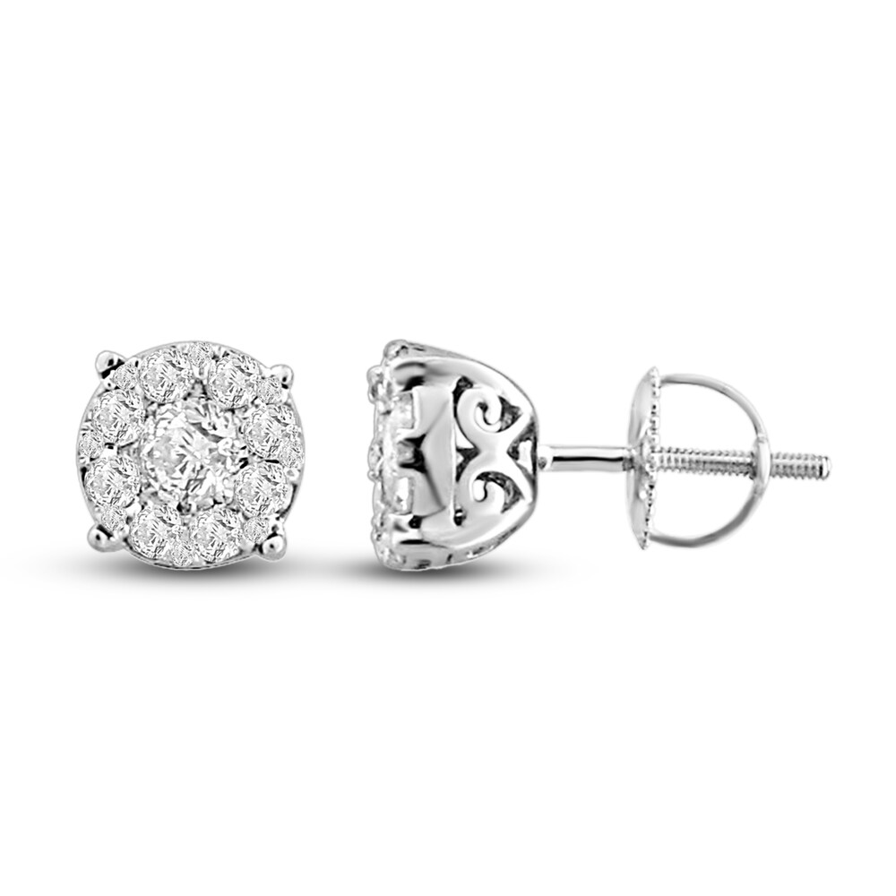 Diamond Earrings 1/2 ct tw Round 14K White Gold LS47j8j5