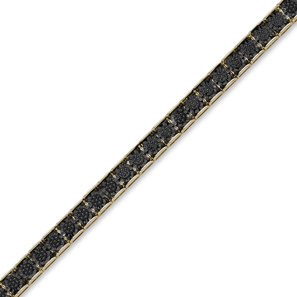 Men\'s Black Diamond Tennis Bracelet 1-1/3 ct tw Round 10K Yellow Gold LSBUtdYK