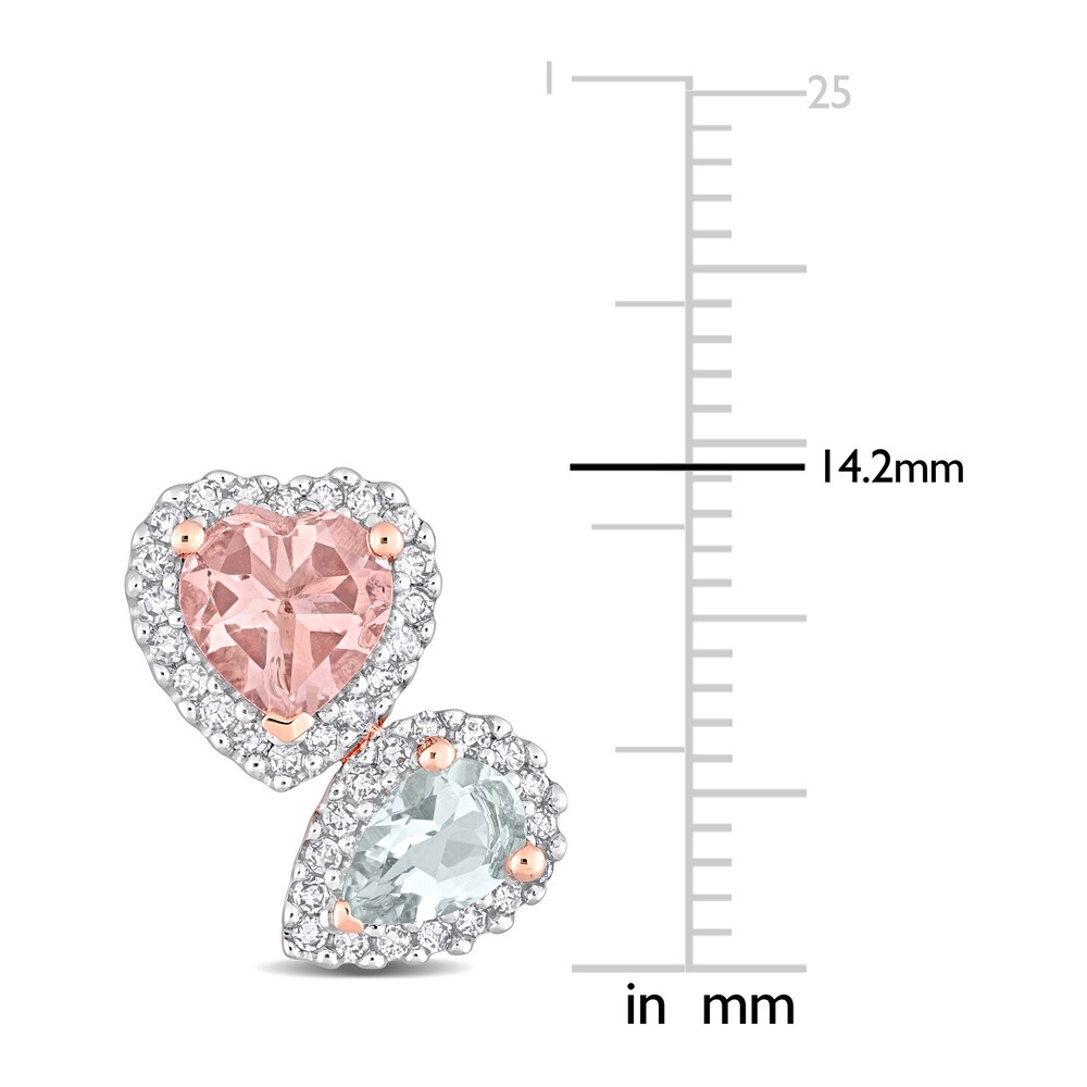 Natural Aquamarine & Natural Morganite Earrings 3/8 ct tw Diamonds 14K Rose Gold LmneGy5e