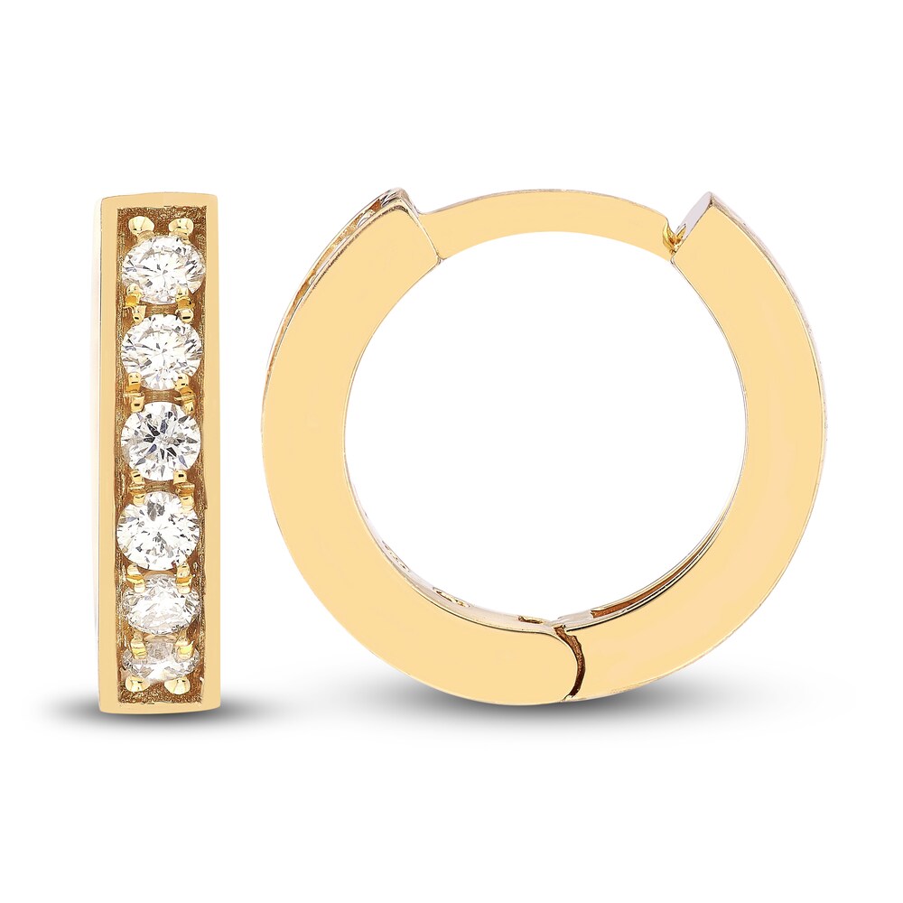 Diamond Huggie Earrings 1/8 ct tw Round 14K Yellow Gold 10mm LoCCbIjT