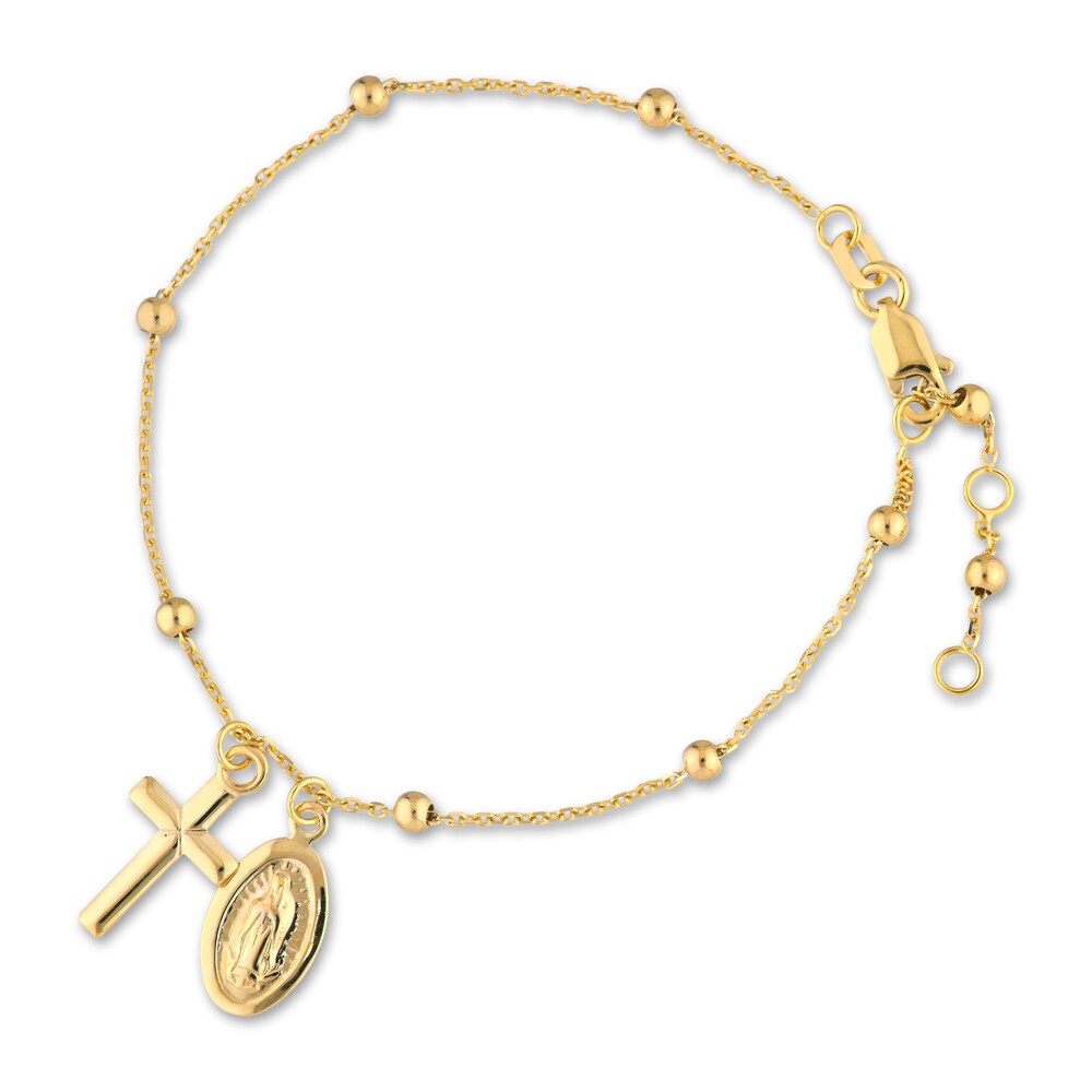Virgin Mary/Cross Bracelet 14K Yellow Gold 7.25" M8GzEL9E