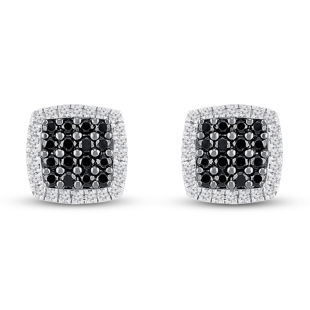 Black & White Diamond Stud Earrings 1/2 ct tw Round Sterling Silver MKYlu8n3