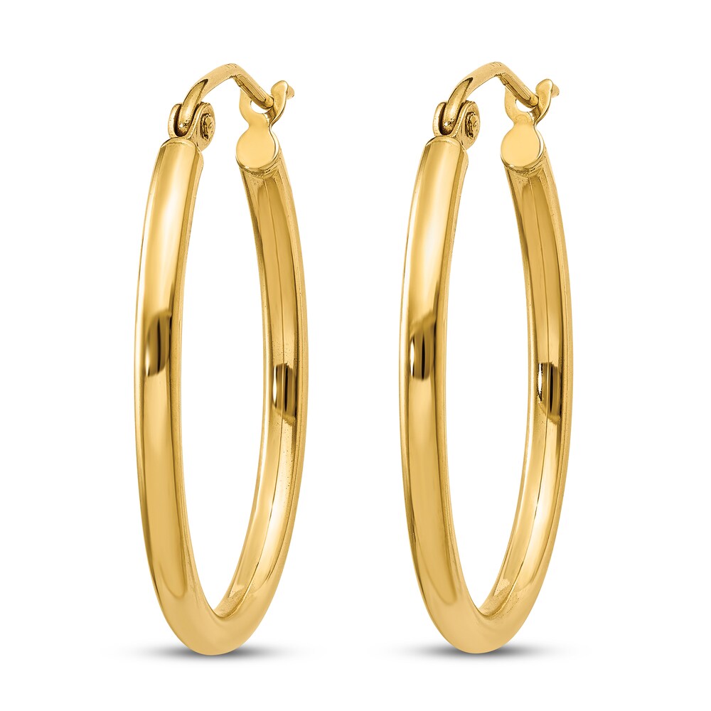 Polished Oval Hoop Earrings 14K Yellow Gold MMj3ueYn